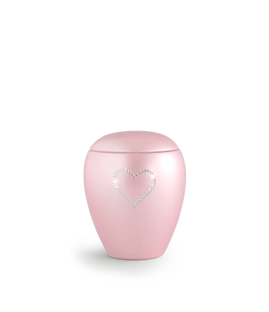 Urn met Swarovski hart roze - in diverse maten