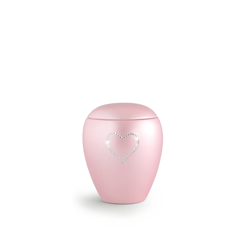 65-500-559 Urn met Swarovski hart roze - in diverse maten