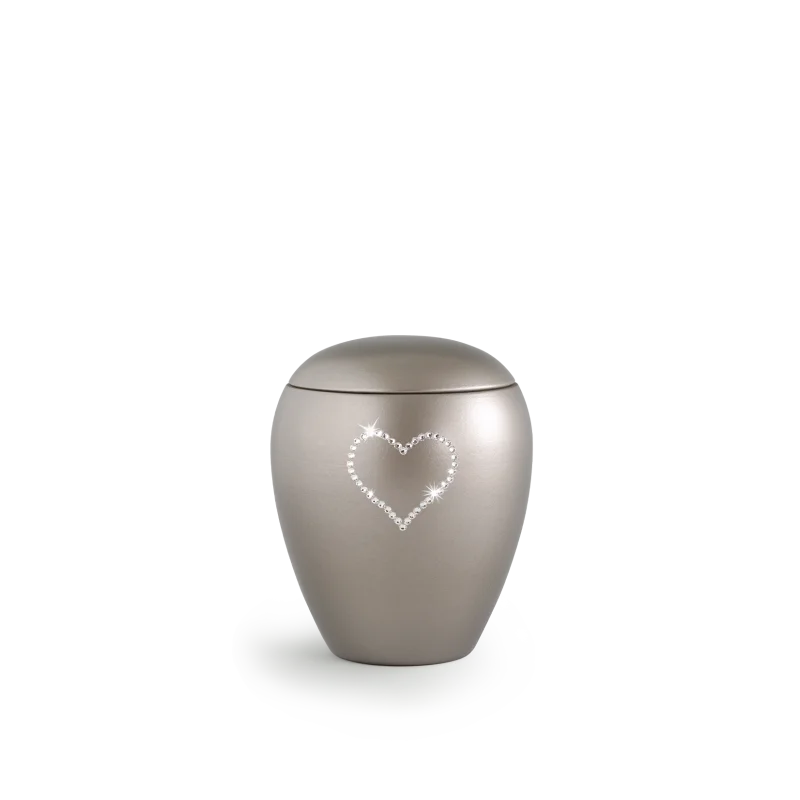 65-500-579 Urn met Swarovski hart licht grijs - in twee maten