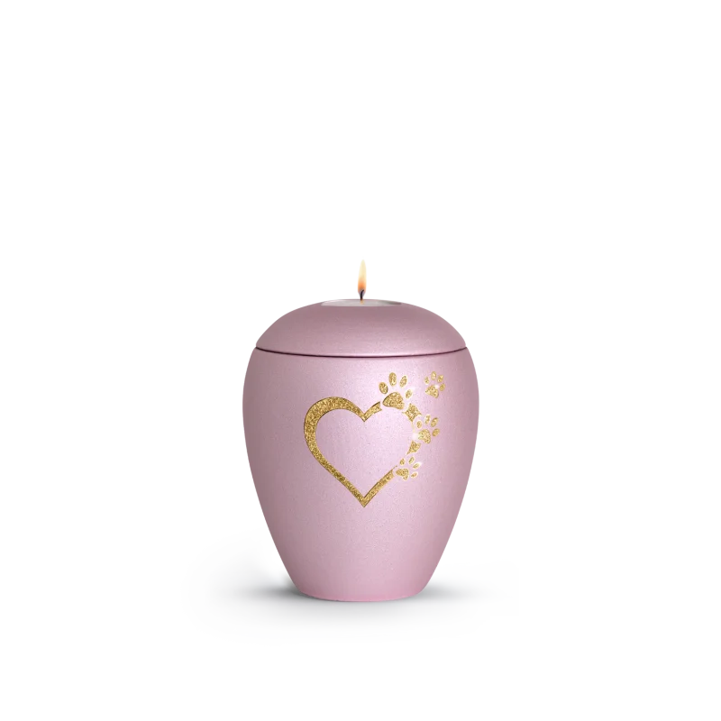 65-500-6093l-636a3a1acaca5 (1) Keramische dieren urn Roze Waxinelicht met gouden pootjes - ( 0.5 liter)