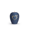 Keramische dieren urn Blauw Waxinelicht met gouden pootjes - ( 0.5 liter)