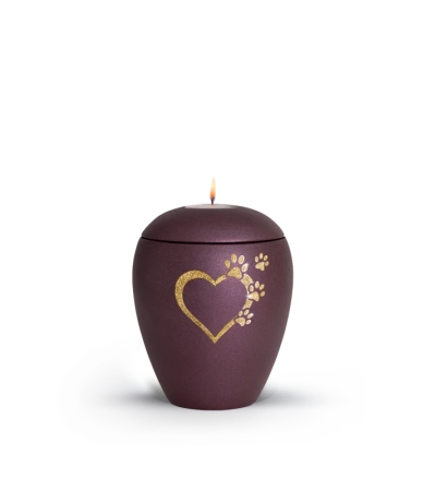 Keramische dieren urn Berry Waxinelicht met gouden pootjes - ( 0.5 liter)