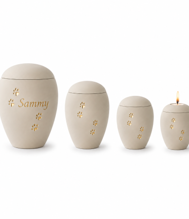 Keramische dierenurn Creme - in 4 diverse maten