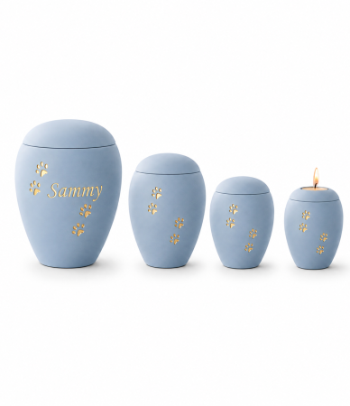 Keramische dierenurn Licht blauw - in 4 diverse maten